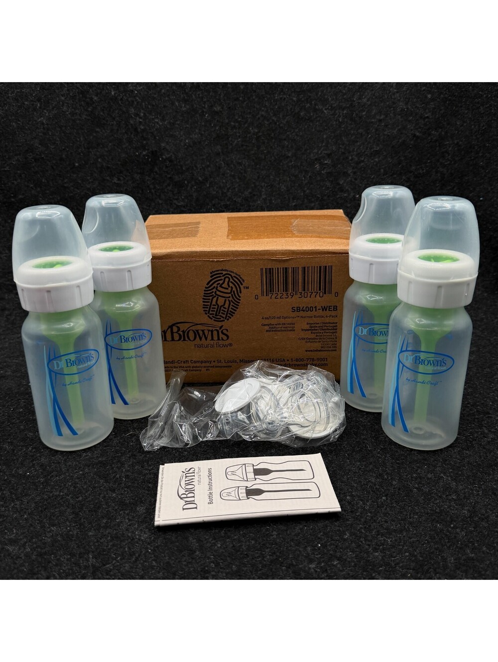 Dr. Brown's Natural Flow Anti-Colic Options+ Narrow Baby Bottle, 4oz - 4 Pack